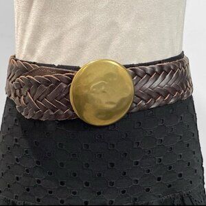 Josef Seibel Braided Leather Belt with Gold Buckle length 38'